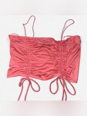Love Coral Ruched Drawstring Crop Top